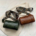 Vintage PU Leather Embossed Floral Cylinder Crossbody Sling Bag Wide Strap Fashion Women Ladies Shoulder Messenger Bags