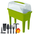 Urban garden with 52L polypropylene greenhouse 77x38x82cm pistachio color + FREE set of 6 garden tools