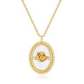 Nagosa Nickel Free 18k Gold Vermeil 925 Sterling Silver Mother of Pearl Pendant Oval Rose Coin Pendant Necklaces for Women