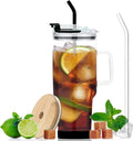 Factory Wholesale 32oz 40oz 50oz High Borosilicate Glass Handle Glass with Lid and Straw Glass with Lid and Straw