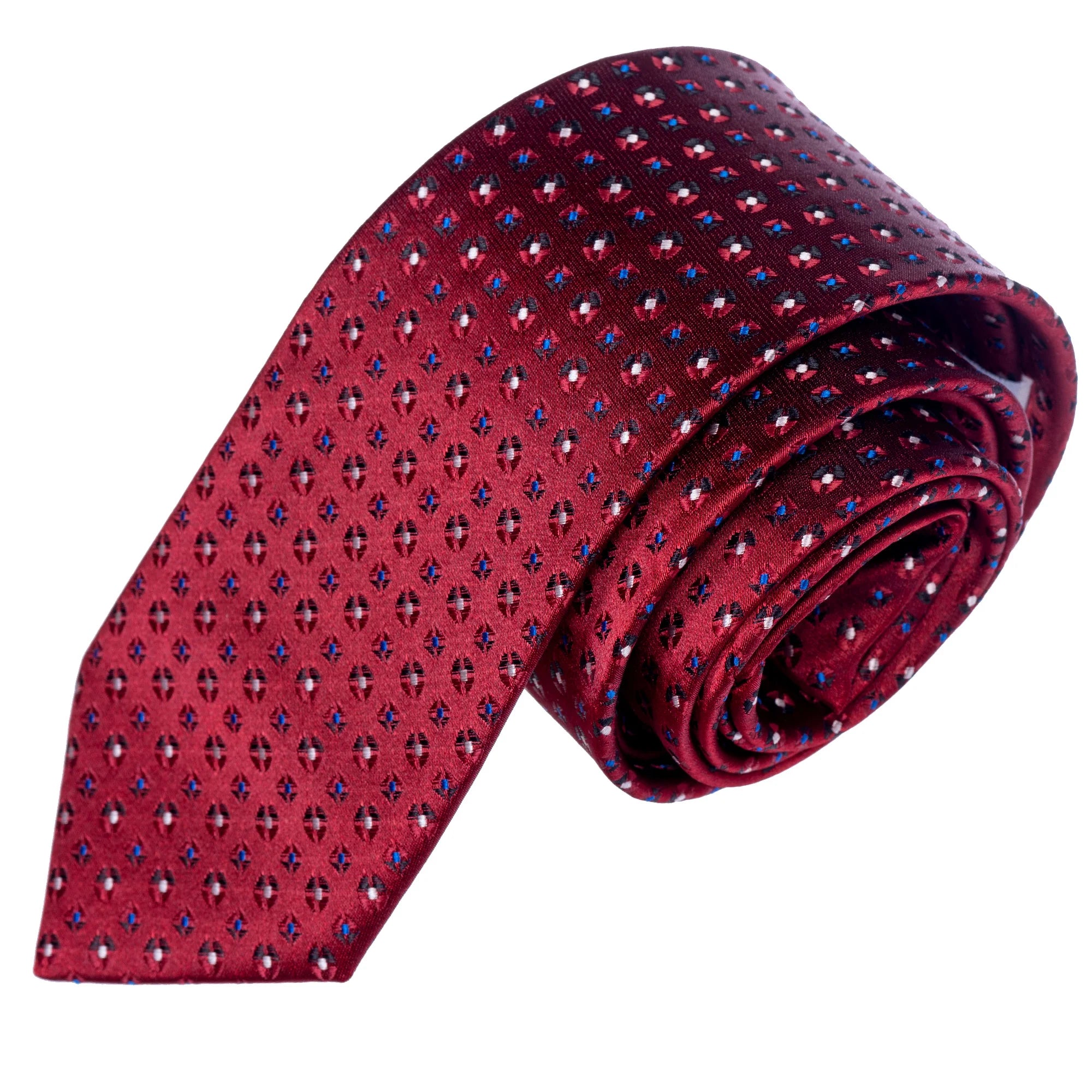 Exve Exclusive Burgundy Geometric Handmade Turkish Necktie