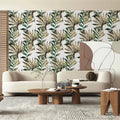 Room Design Tropical Style Home Decorate Wall Paper Palm Leaves 3D Non Woven Wallpaper Roll for Walls