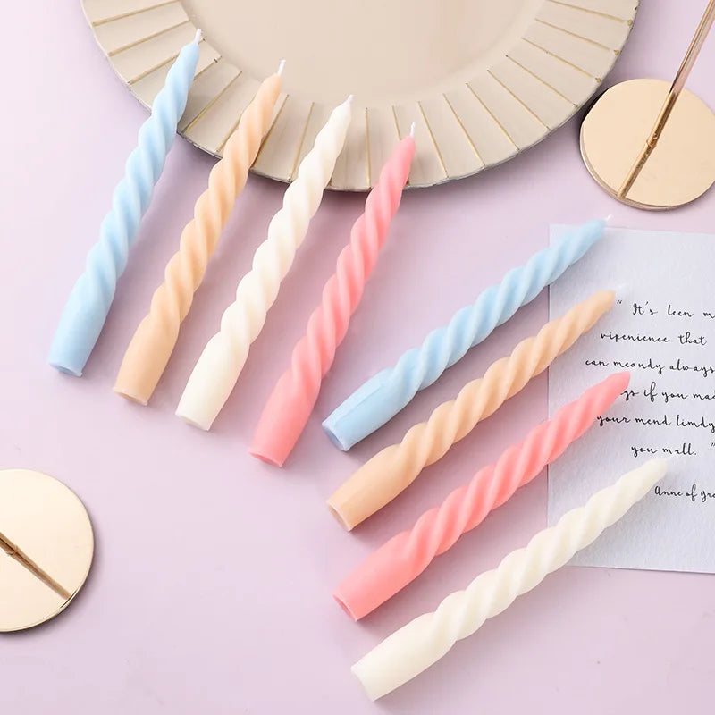 Handmade Natural Soy Wax Swirl Spell Candle Stick Twisted Spiral Candle Stick for Wedding Table Home Decor/
