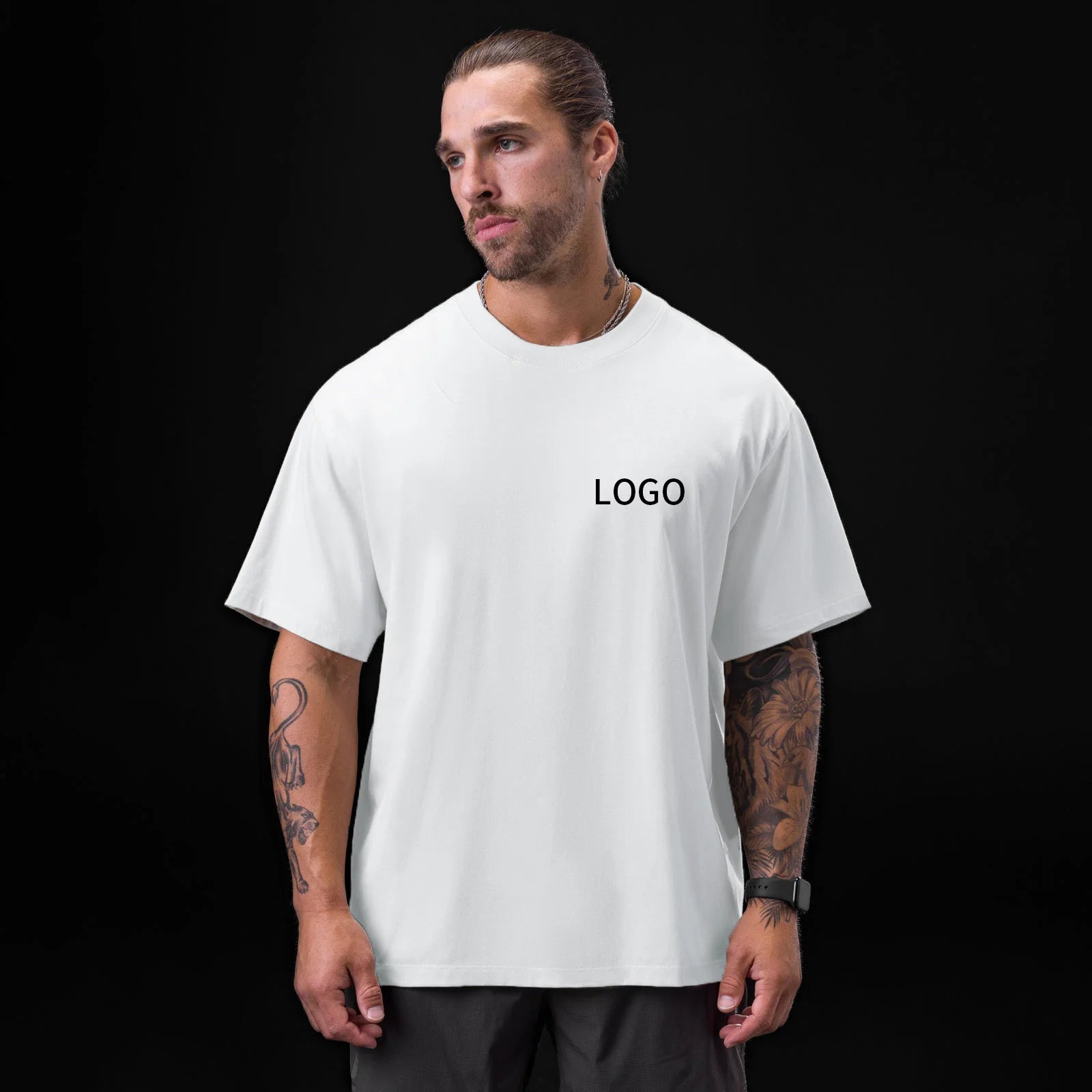 Wholesale Blank 100%cotton 300gsm Heavyweight Drop Shoulder Short Sleeve Men's t Shirt