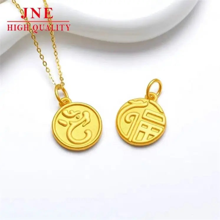 Fulong Pendant Vietnam Placer Gold Wangyue Dragon Pendant Fu Character Zodiac Dragon Birth Year Clavicle Chain Female Necklace