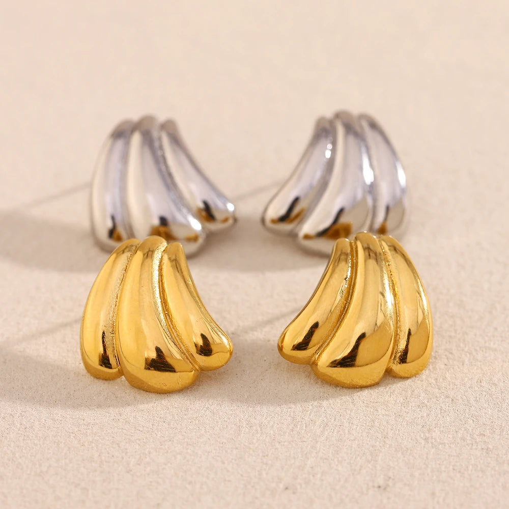 Dreamshow Banana Stud Earrings for Women 18k Gold Plated Jewelry Waterproof Stainless Steel Earrings