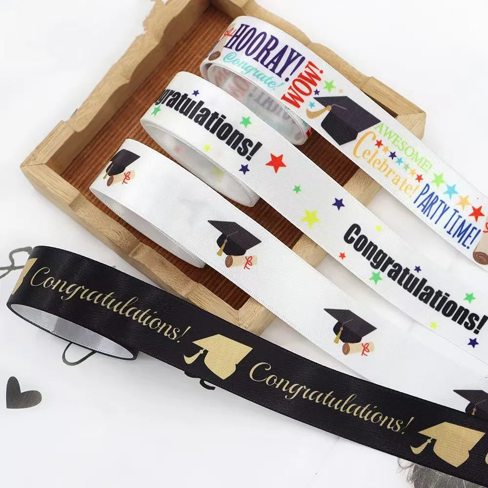 Graduation Satin Ribbon for Class of 2025  Party Customizable DIY Gift Packaging Ribbon Congrats Grad  Ribbon