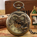 Fenyi Wholesale Retro Classic Personality Hollow Bottom Dragon Pattern Manual Antique Mechanical Non-waterproof Pocket Watch