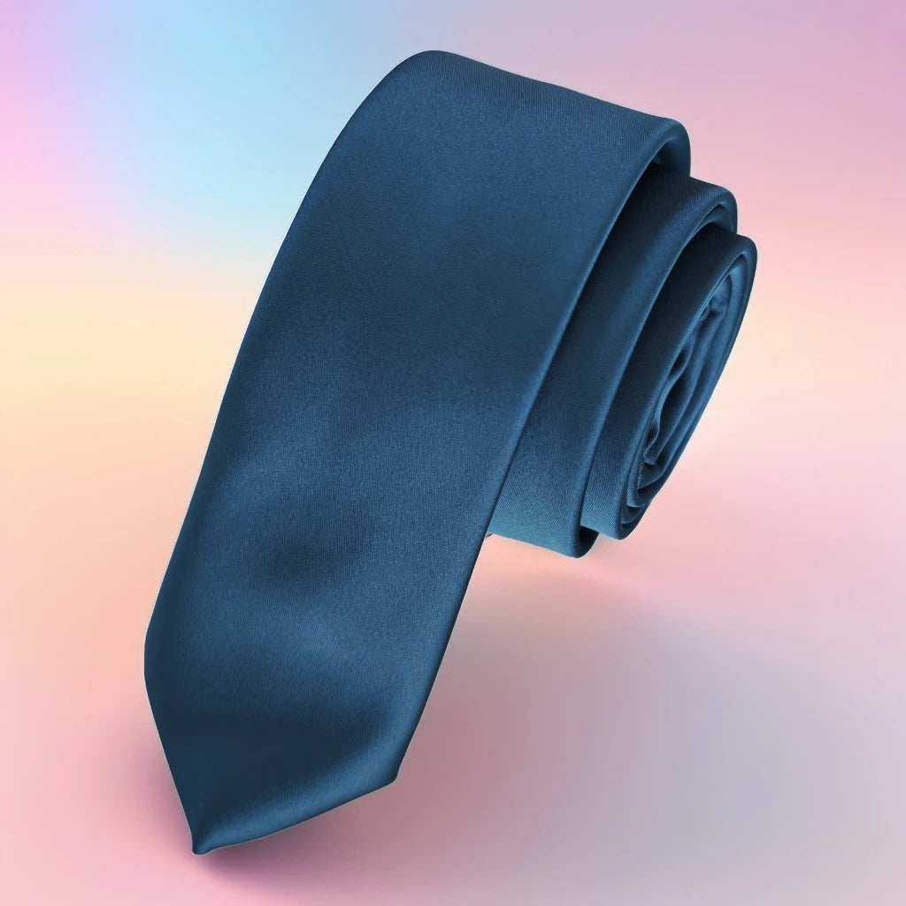 Petrol Green Plain Dupon Satin Woven Slim Fashion Tie