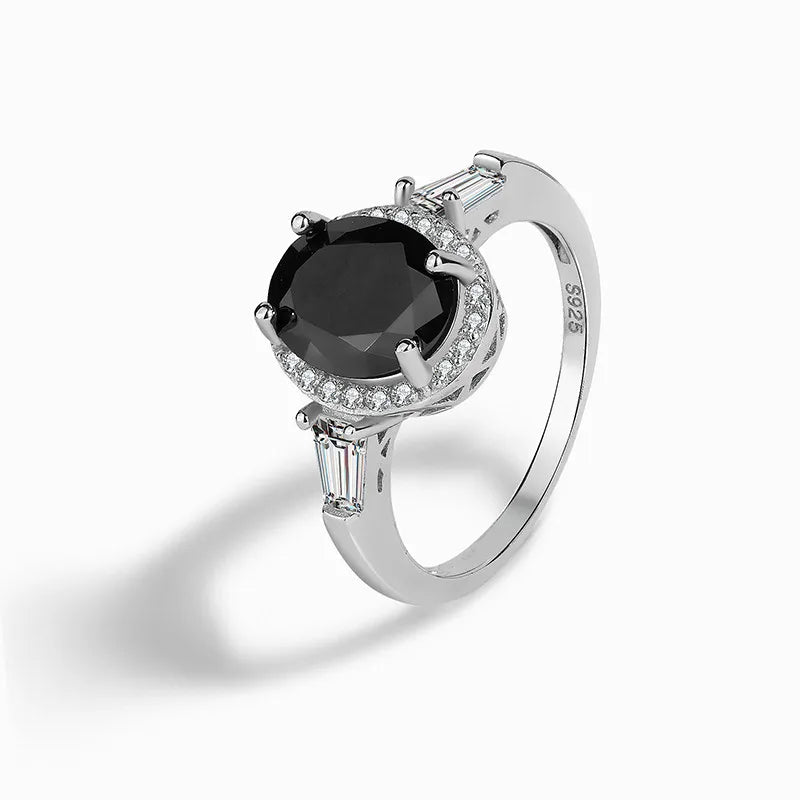 Low MOQ Wholesale Jewelry Women 925 Sterling Silver Natural Stone Black Opal Ring