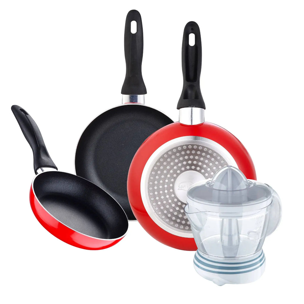 San Ignacio 3-piece frying pan set (16/20/24 cm) + 40W juicer - 1.2 liter capacity