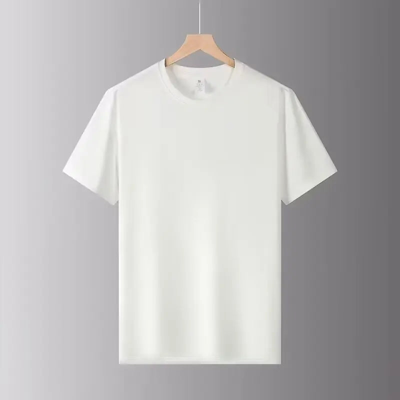 OEM Customized 160 gsm cotton Summer T-shirt Short-sleeved T-shirt Men's Work Solid Color Loose Half-sleeved Round Neck tshirt