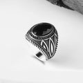 Azuris Turkish 925 Sterling Silver Men's Ring Ottoman Style Fashion Jewelry Natural Black Stone Handmade VALKH1332