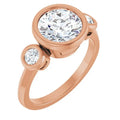 2 Carat Lab Grown Round Diamond Ring Three-Stone Bezel Set Engagement Ring for Her Available at Low Price from India