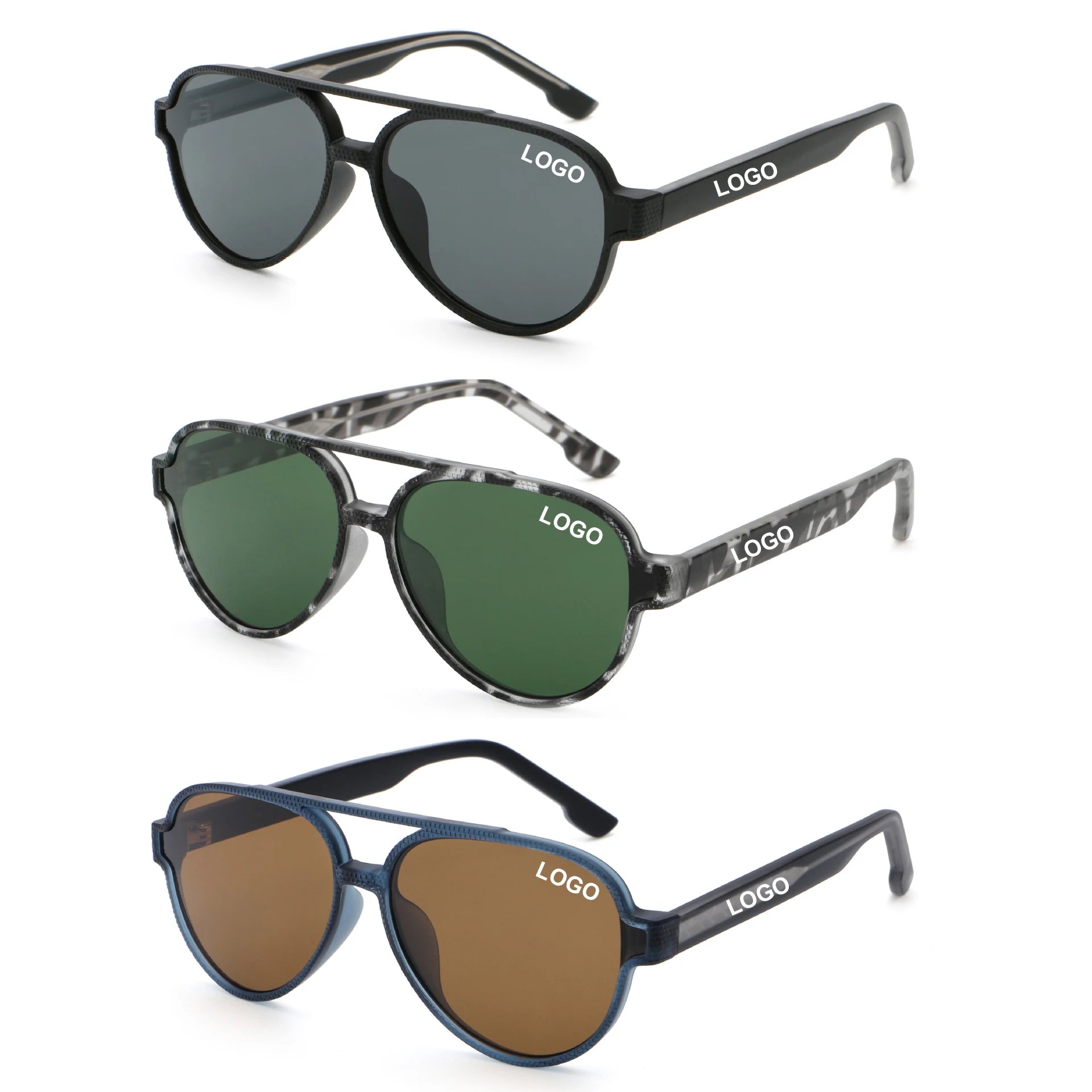 Fashion Double Bridge Oval Sunglasses Men European&American Classic Driving Pilot Sun Glasses UV400 High Quality Eyeglasses