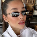 Logo Custom 2025 Retro Metal Rectangle Sun Glasses UV400 Half Frame Square Sunglasses Women