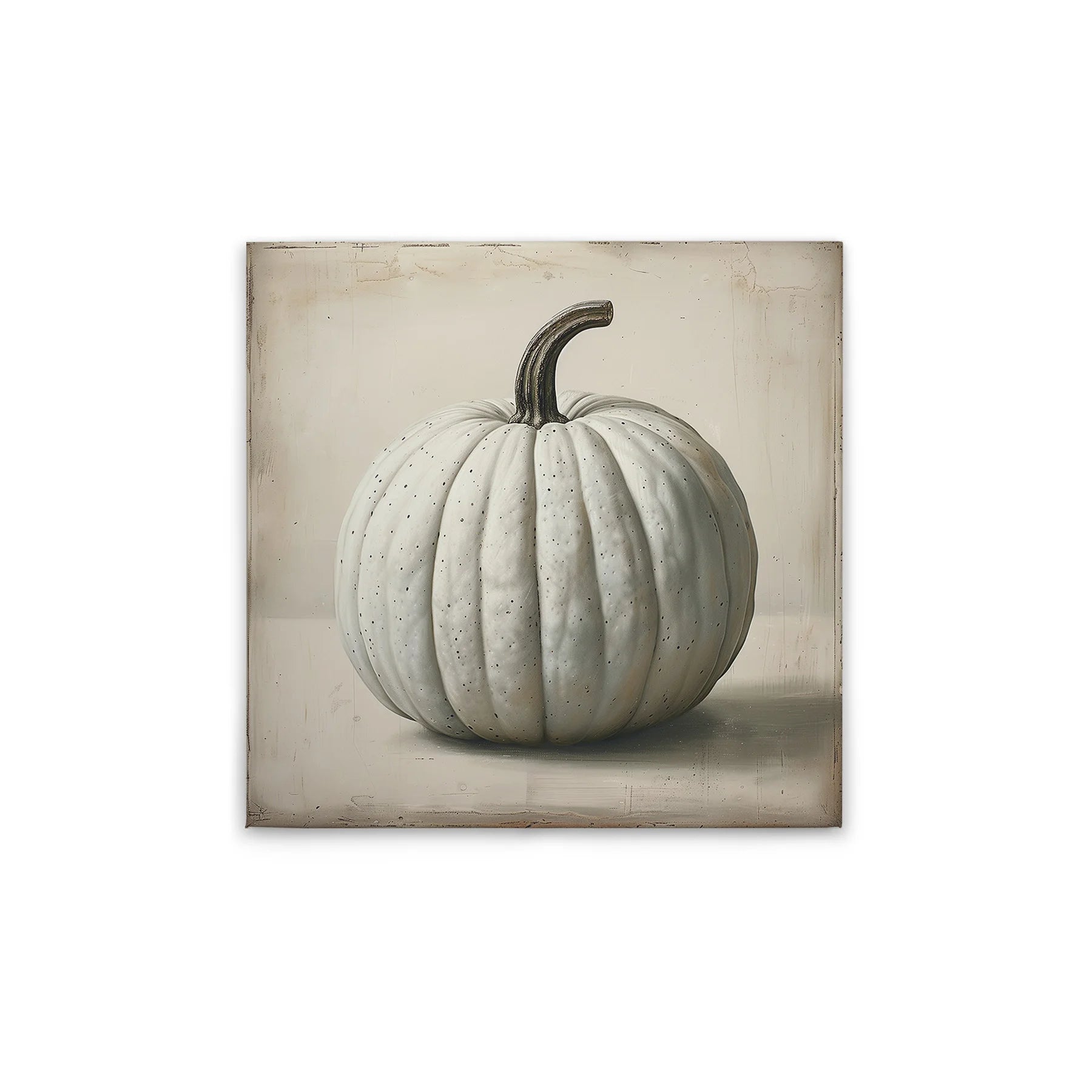 Made In Germany - Home Decor Canvas Picture Kitchen Motif Pumpkin - Wall Painting Mural In Cream And Beige - Stretcher Frame Art