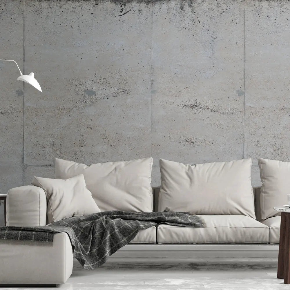 Germany Made Modern Concrete Wall Look Photo Wallpaper Mural Grey Beige Non Woven Vinyl Light Resistant Sound-Absorbing Hospital