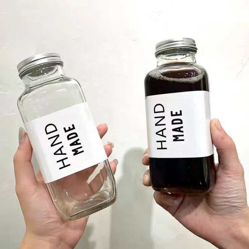 Ready to Ship Beverage Bottle Juice Milkshake Coffee 250ml 350ml 500ml Empty Glass Bottle French Square Glass Bottle With Cap