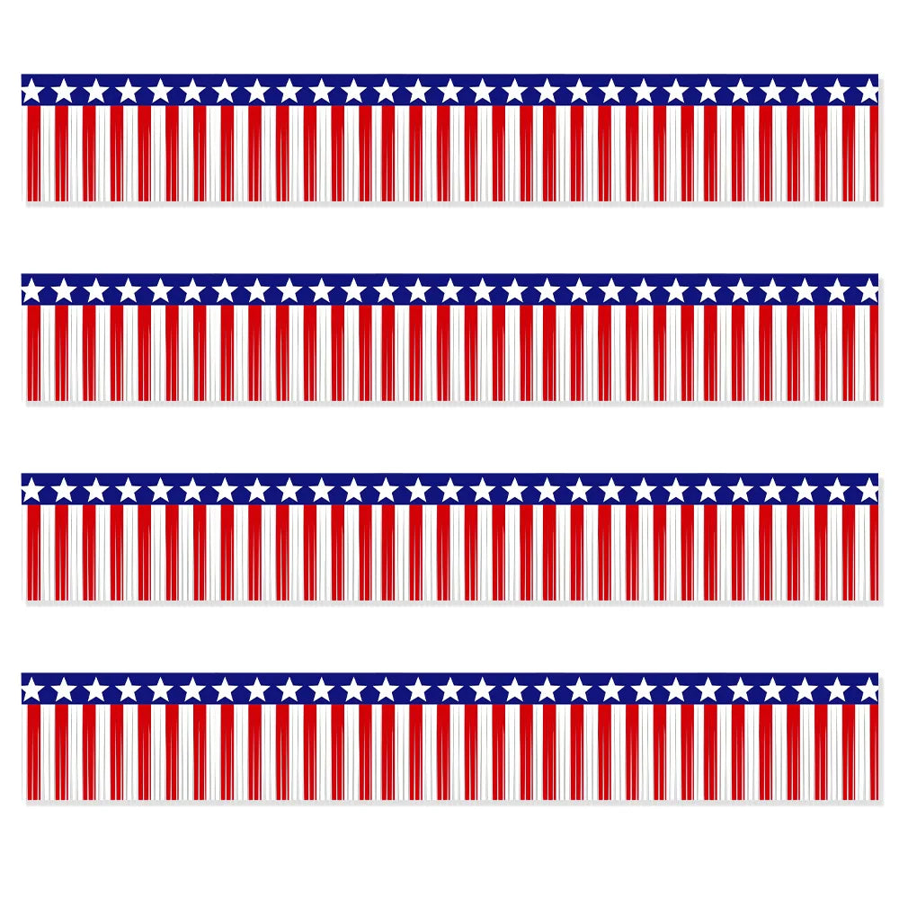 New Independence Day Banner United States National Day Home Decoration Top Mounted Floral Red White Blue Rain Silk Banner