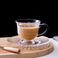 200ml clear Glass Coffee Cup Milk Cup with Handle and Saucer