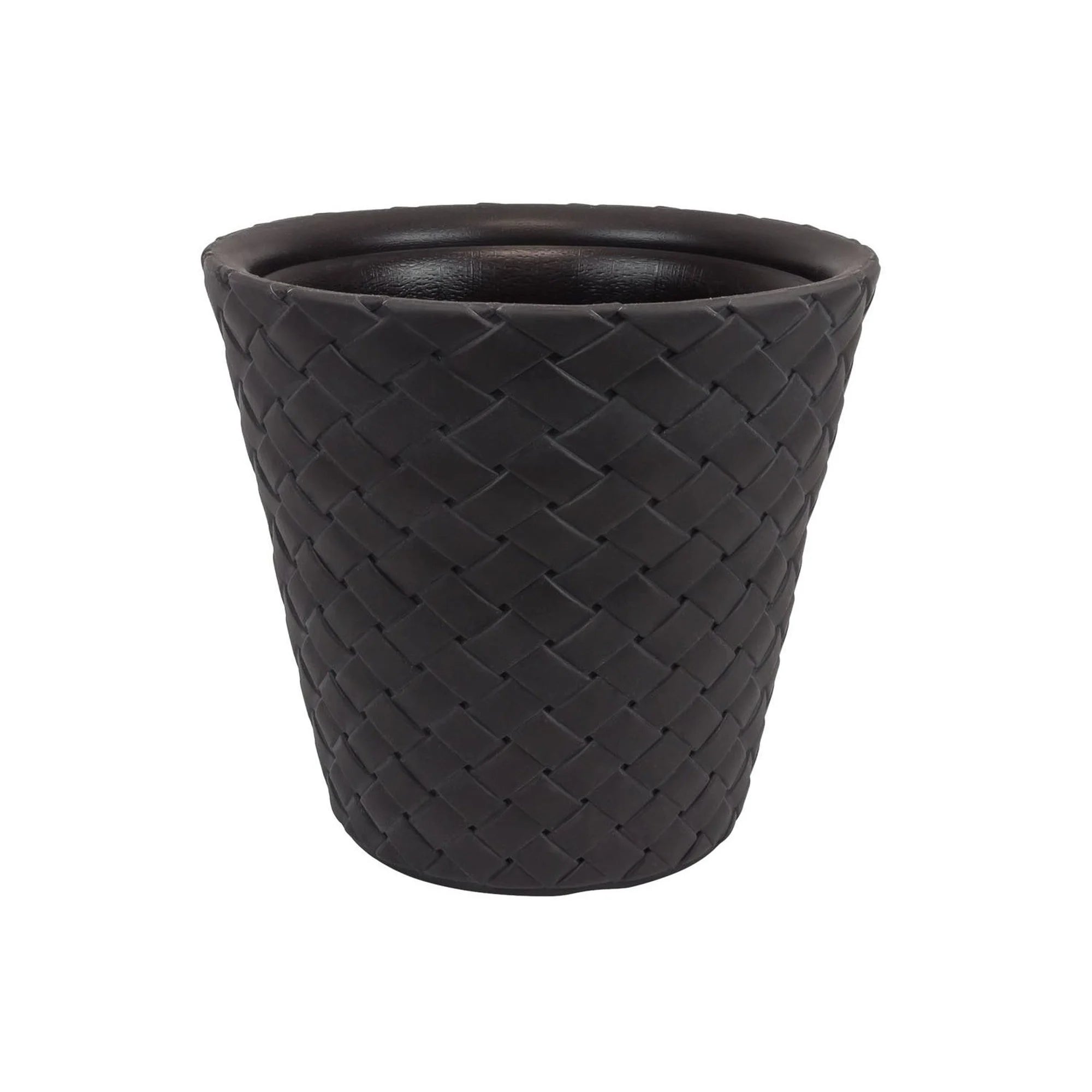 Synthetic rattan planter 28 liters chocolate color 40 x 37 cm