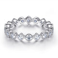 Hand Made Silver Fine Jewelry Rings Gold Plated Geometric CZ Sterling 925 Silver Latest Eternity Ring Designs for Girls