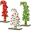 Manufacture Three-Color Polka Dot Christmas Tree Ornament Creative Wooden Desktop Decoration Three-Piece Christmas