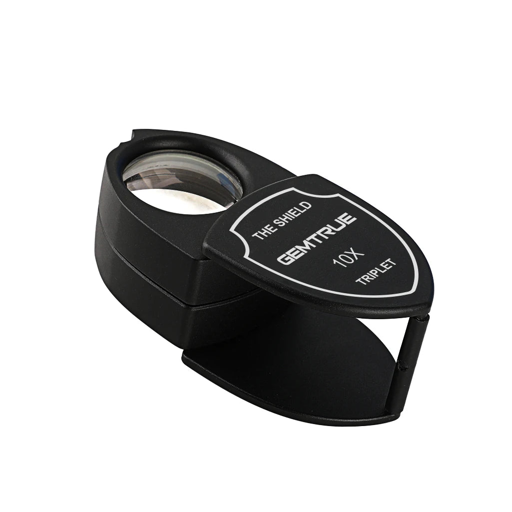 Diamond Inspecting Loupe GemTrue Shield Loupe Deluxe Black Patented Rivet-Free Design 10x Lens for Jewelers