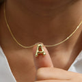 18k Gold Plated Cute Bubble Letter Charms Initial Pendant Necklace for Women