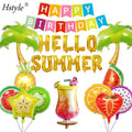 Hstyle Hawaiian Hello Summer Luau Party Supplies Birthday Decorations Includes Birthday Banner Coconut Tree Fruit Party Balloons