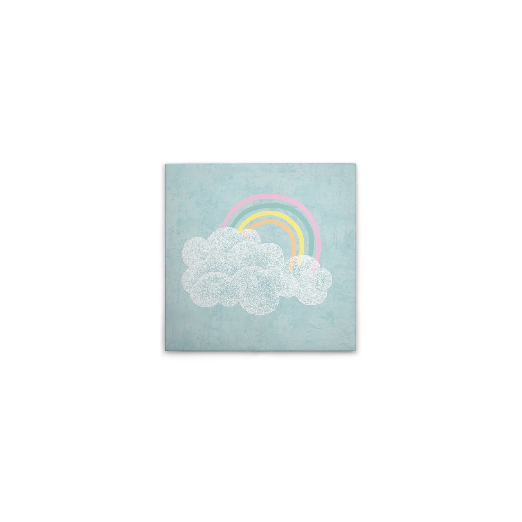 Made In Germany - Home Decor Canvas Picture Rainbow With Clouds - Wall Mural In Colourful And Blue - Stretcher Frame Art