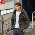 SK OEM Design Men's Pilot Jacket Winter Warm Fleece Outerwear Plus Size Woven Stand Zipper Casual Hooded Waterproof Windproof