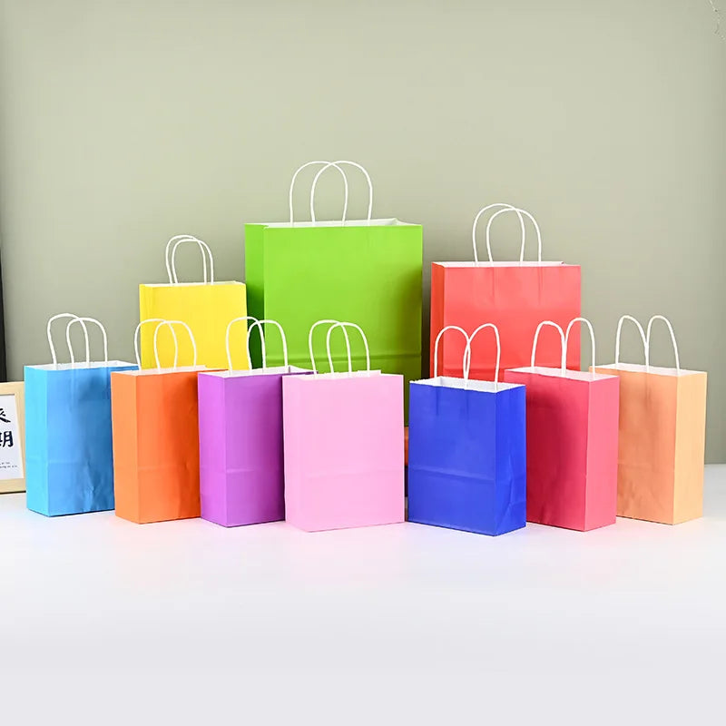 Custom Logo Printed Kraft Paper Tote Bags for Coffee Takeaway & Clothing Shopping for Gift Packaging & Promotional Purposes