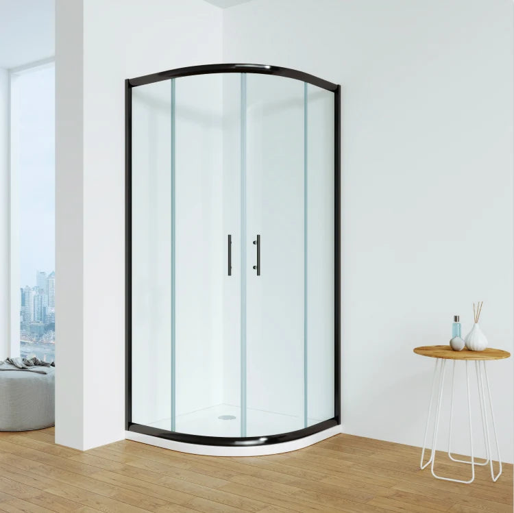 LACONICA LA-1090 B CE Certified 6mm Clear Tempered Glass Sliding Shower Enclosure Aluminium Alloy Frame Corner 10-Year Bathroom