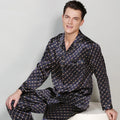 New Arrival Long Sleeve Luxury Men's Sleepwear Digital Printing Men Silk Satin Pajamas Set
