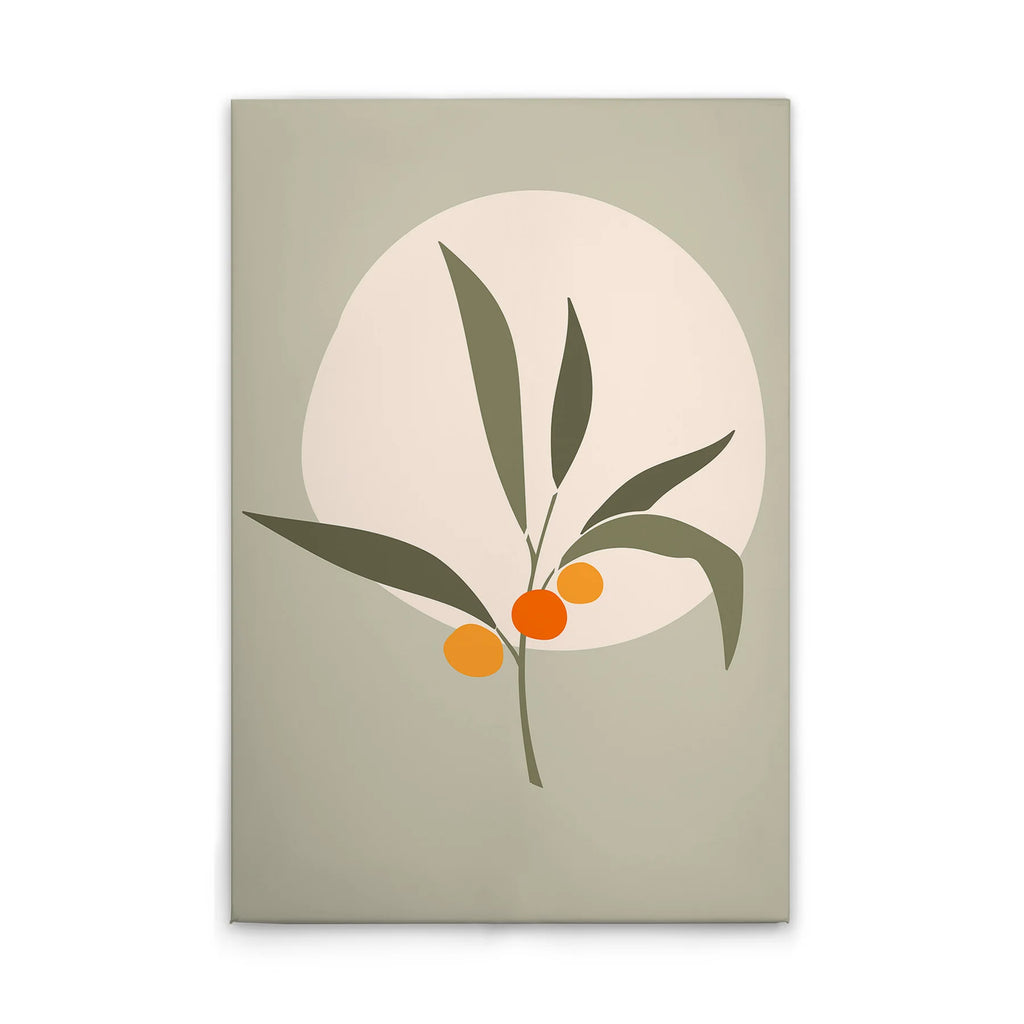 Made in Germany Hanging Wedding Modern Olive Branch Canvas Wall Art with Green Cream Stretcher Frame-Home Decor Mural