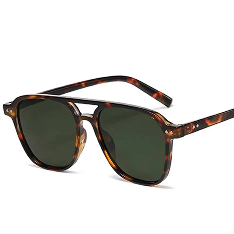 Logo Custom 2025 Fashion Vintage Double Bridges Pilot Sunglasses UV400 Gradient Lens Rivets Sunglasses  Men Women