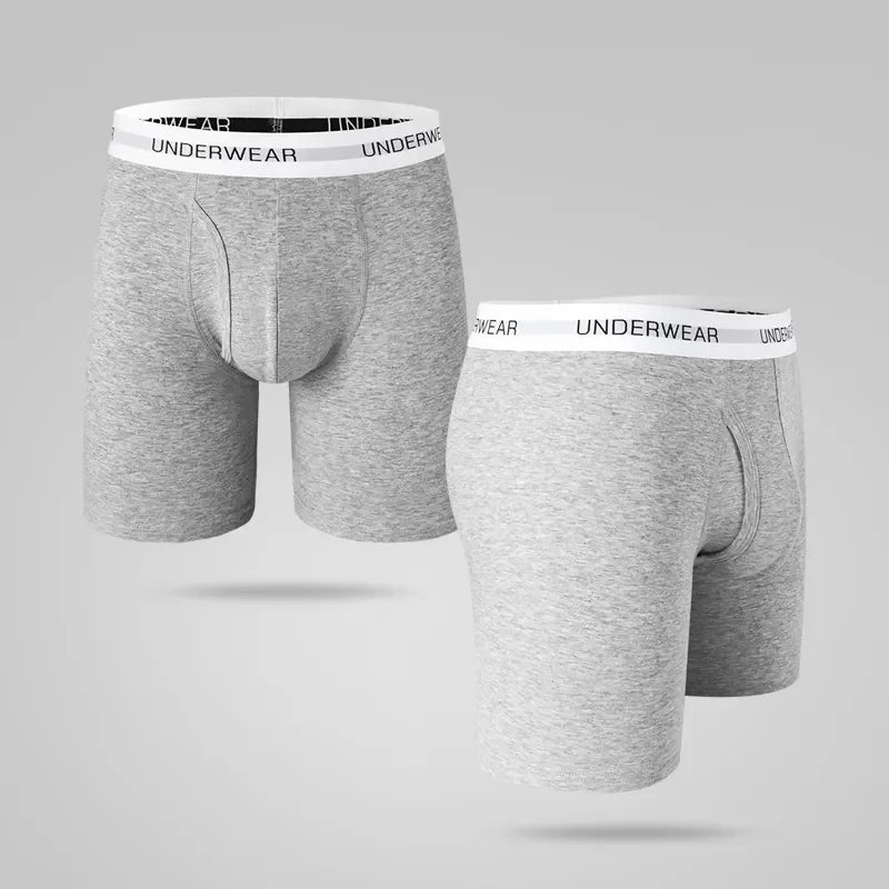 Customized Double-Opening Cross-Border Boxer Underwear for Men 100% Cotton Breathable Knitted Fabric Logo on Waist ODM Supply