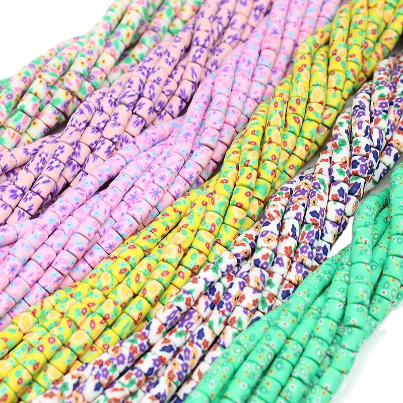 Ready to Ship Size 6MM Flower Bucket Shape Soft Clay Beads Polymer Clay Cylinder Spacer Beads  DIY Jewelry Phone Chain Bracelet