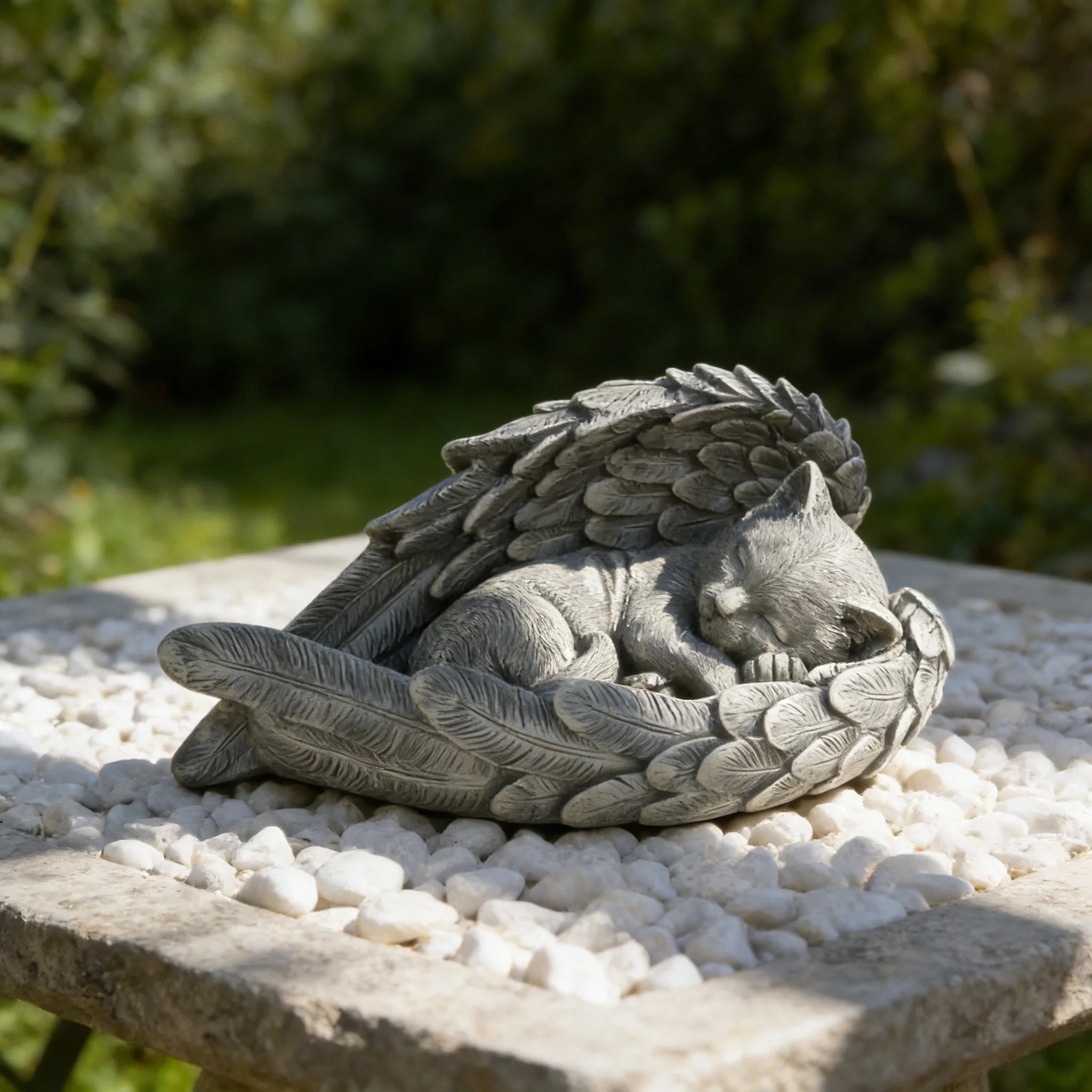 Customizable Resin Pet Memorial Statue (USA In-Stock Fast Shipping) - Angel Cat Wing Nest Design Ideal for Garden Decor