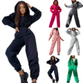 Custom All Over Printed Striped Pink 2 Piece Sweat Suits Cotton Zip Up Hoodie And Pants Set Tracksuits for Women