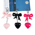 Wholesale Korean Dongdaemun Pink Heart Bow Car Keychain Fashion High-end Versatile Keychain Bag Pendant