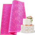 LifeTop Rose Flower Silicone Lace Mat Silicone Cake Fondant Mat Rose Impression Lace Mold 16 X 12 Inches Pink Rose