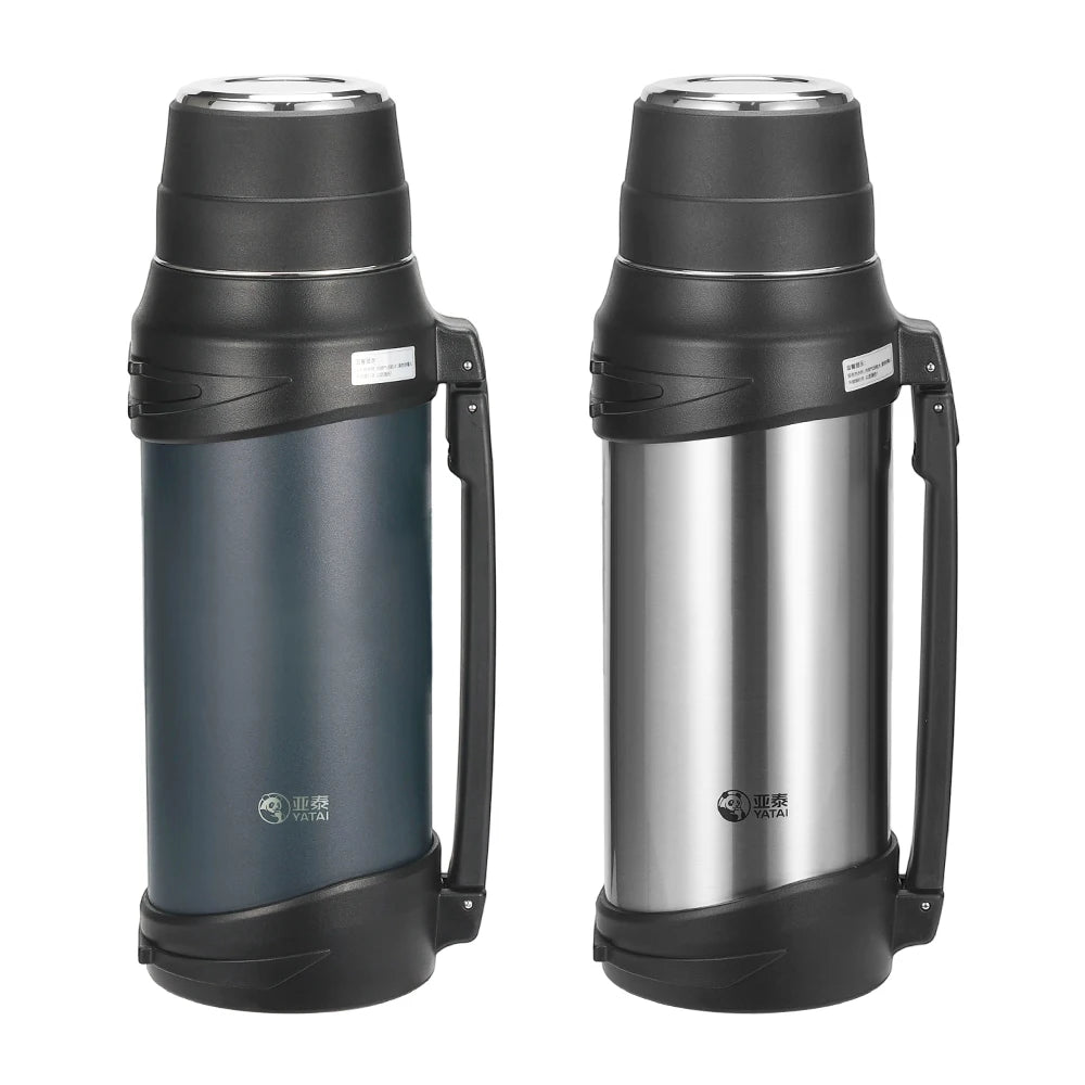 YATAI 2L Sports Drinking Bottle Double-Wall Insulated Stainless Steel Water Bottle Flask with Handle and Lid for Travel
