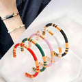 Women's Vintage Bamboo Joint Oil Drop C Shape Enamel Open Bangle Design Stainless Steel Gold Plated Light Luxury Jewelry Fade
