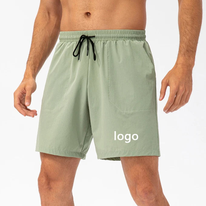 Double-sided Nylon Fabric Breathable Lightweight Quick Drying Men Gym Shorts With Back Zipper Pocket