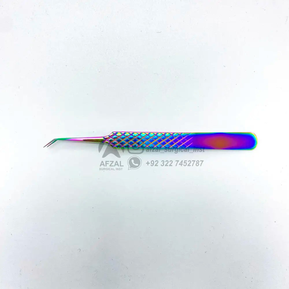 2025 Custom Rainbow Finish Fiber Tip Tweezers Private Label Eyelash Applicator OEM Eyelash Tweezers 2025 for Beauty Tools