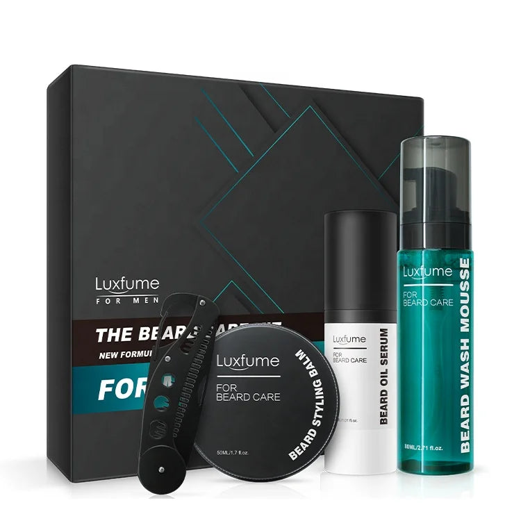 OEM ODM New Release 4 Items in 1 Beard Care Kit Included Beard Blam Oil Serum Shampoo for Men Care