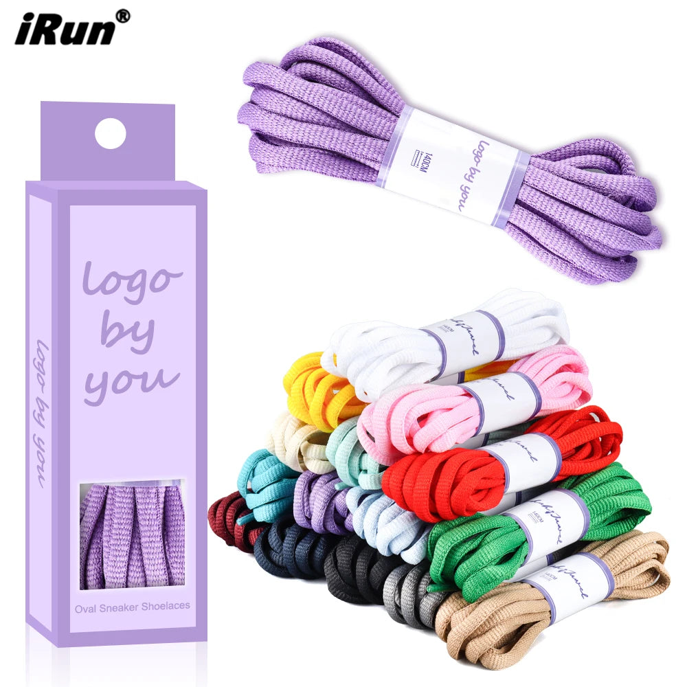 IRun Customizable Oval 8-9mm Width Round Oval Shoe Laces Solid Colors Half Round Rope Semicircular Shoelaces for Sneaker